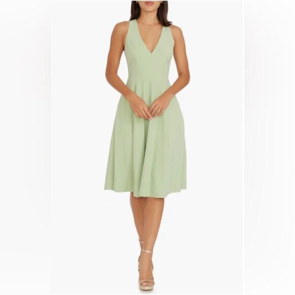 Dress the Population Catalina Dress Light Mint Sage Green Midi Sleeveless Large - Picture 1 of 10